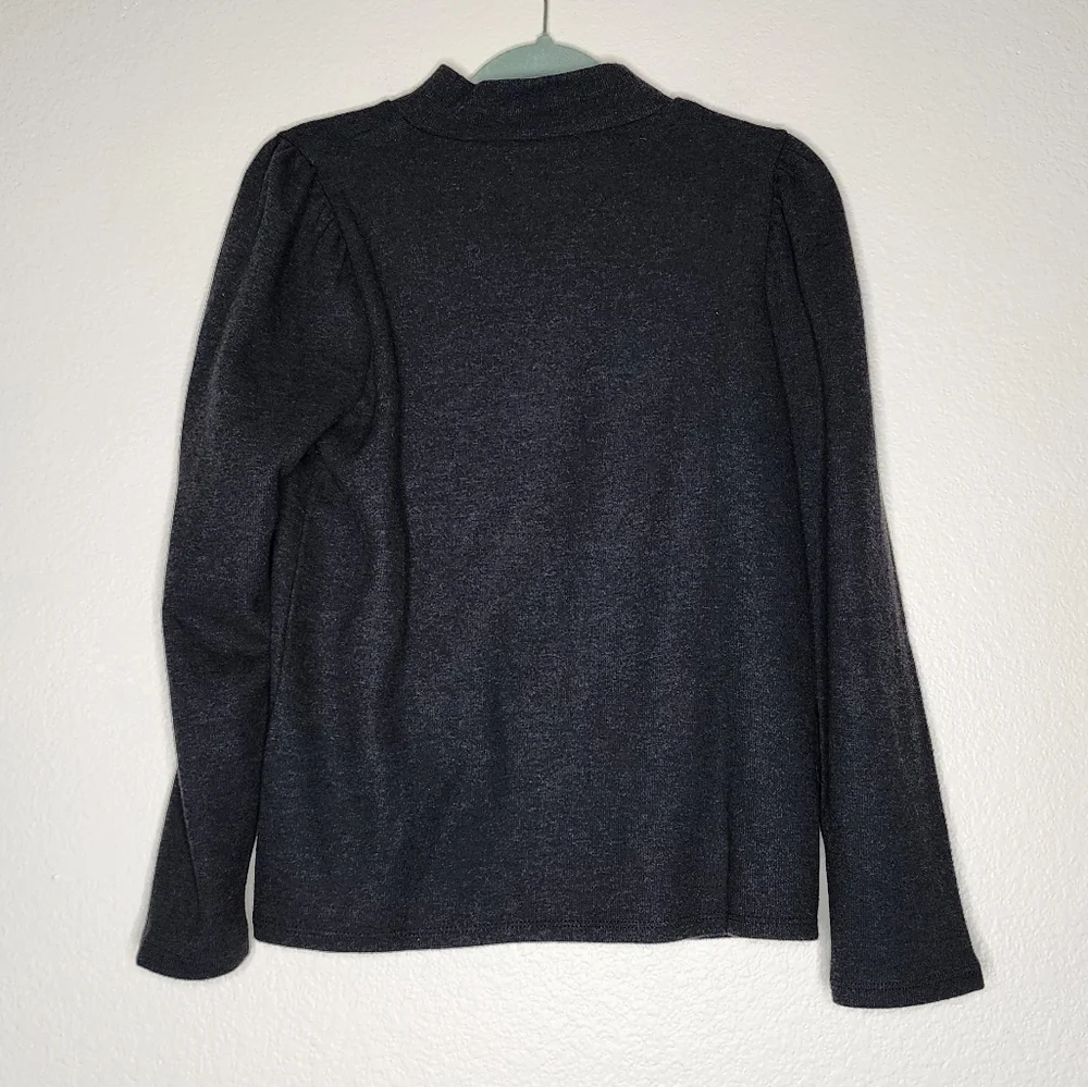 Madewell Gray (Re)sourced Plush Mockneck Puff-Sleeve Sweater M